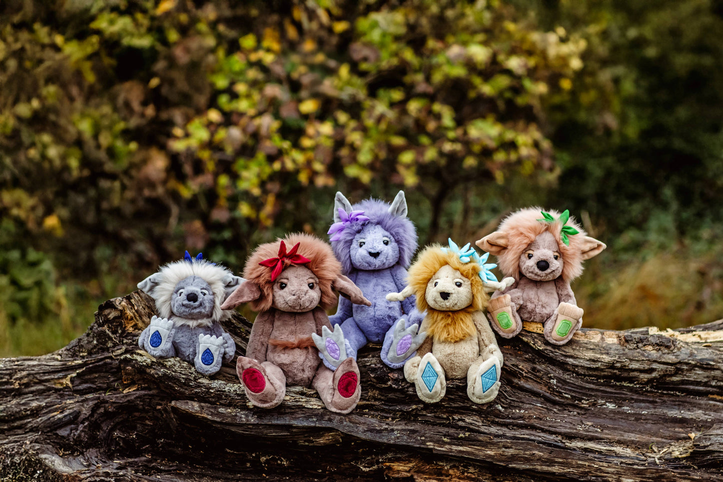 Charlie Bears Bearhouse Mythical Creatures collection featuring Ruby Roo and companion plush troll characters