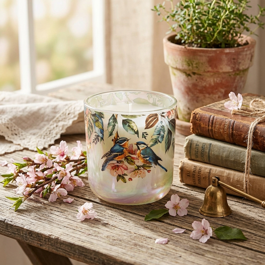 Garden Blooms Green Lustre LED Candle