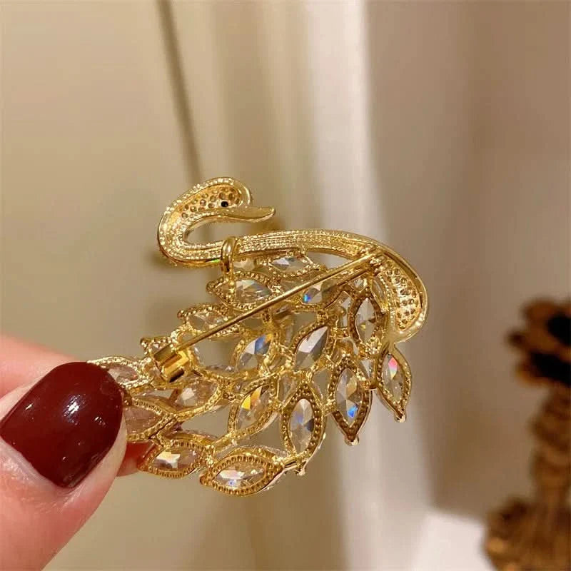 Luxury Diamond Swan Brooch by Angel Barocco