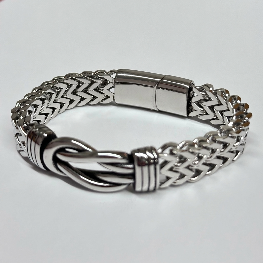 Men's Woven Stainless Steel Infinity Knot Bracelet by Treat Republic