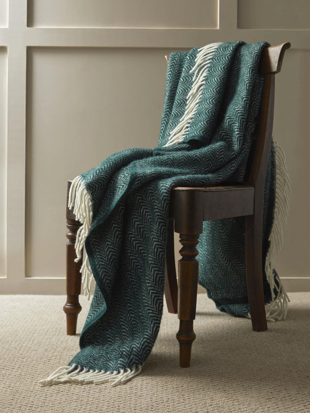 Dune Pure New Wool Throw - Emerald
