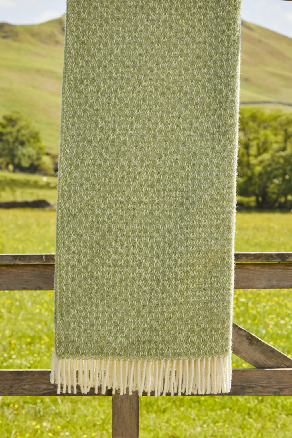 Isobel Crescent Pure New Wool Throw - Fern