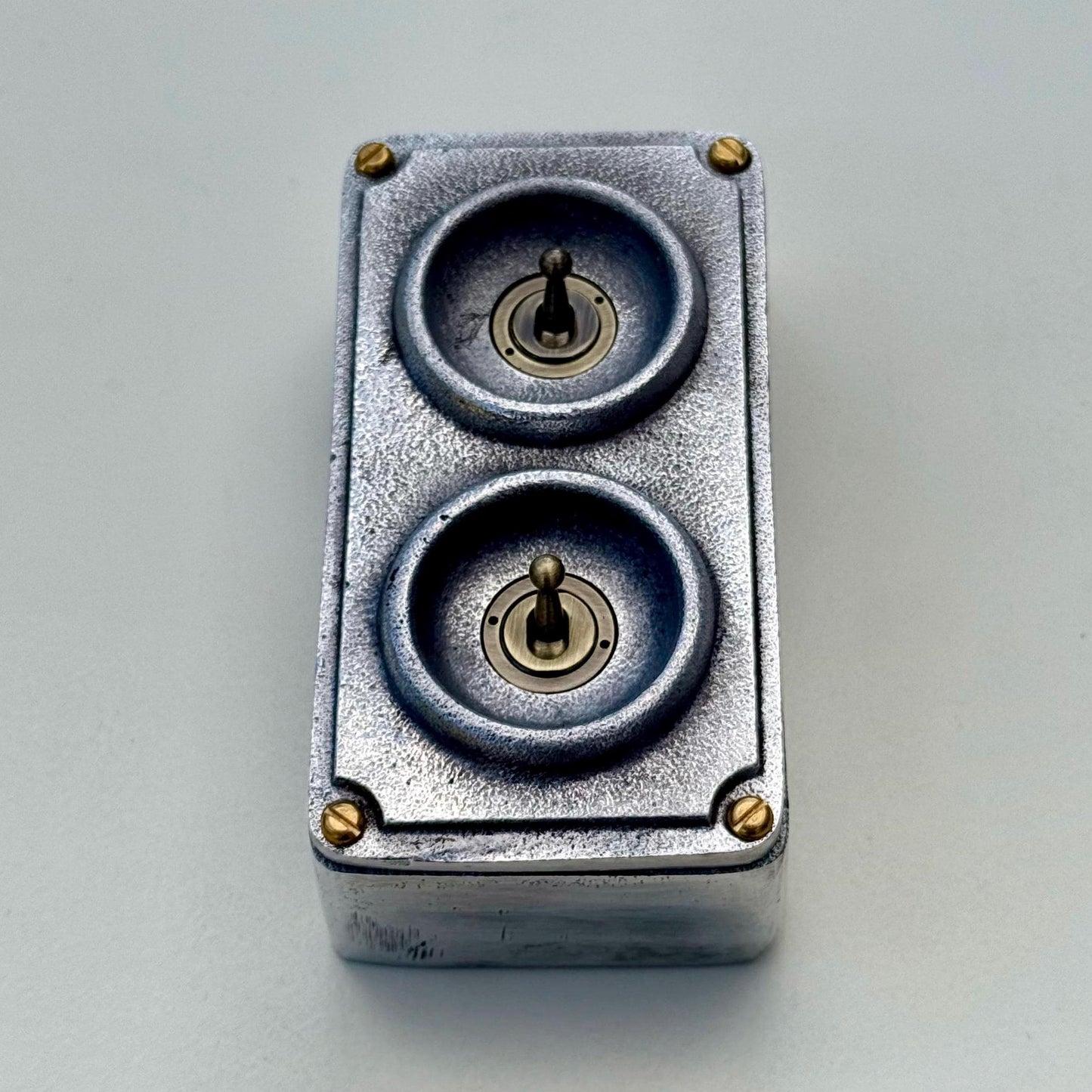 Double 2 Gang Solid Cast Metal Conduit Light Switch Industrial 2 Way - Vintage Crabtree Style by Vintage-Electrical