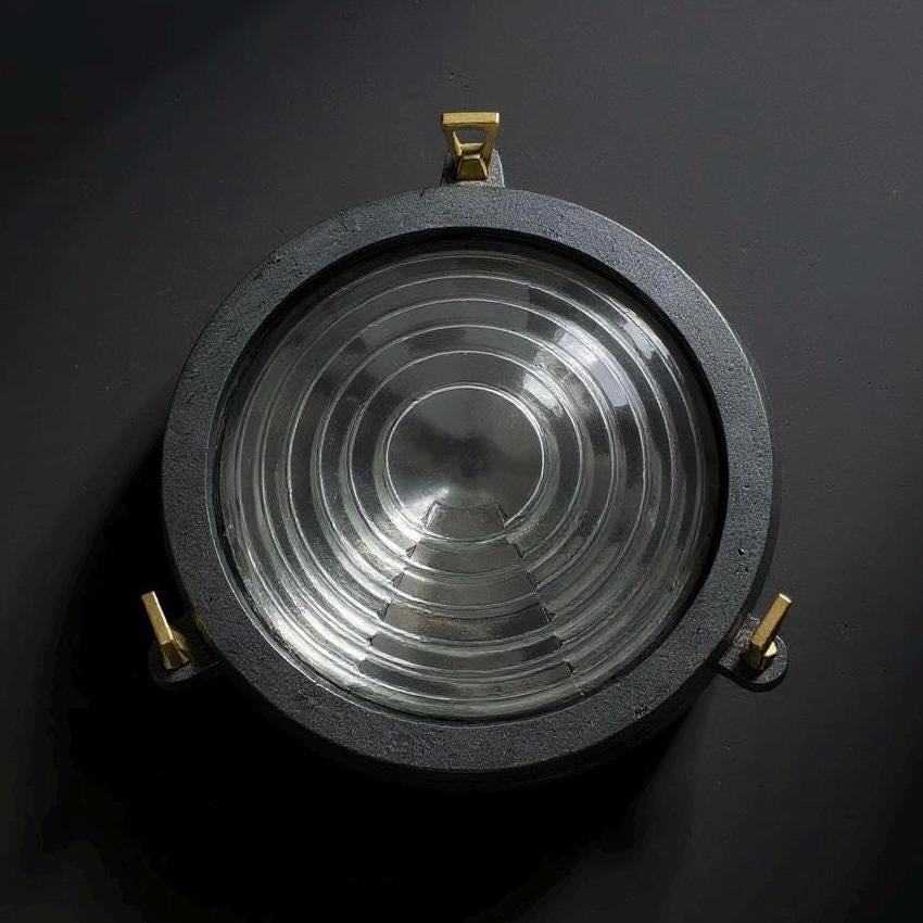 Wroxham ~ Cast Pewter Coastal Lighthouse Wall Light Industrial Ceiling Fixture by Vintage-Electrical