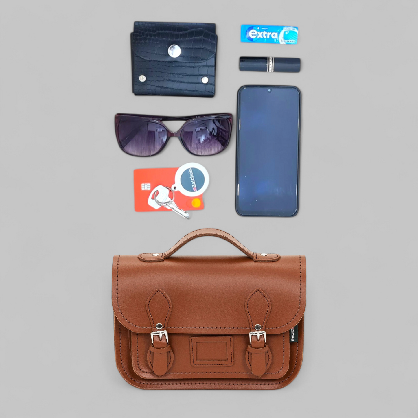 Leather Midi Satchel - Chestnut by Zatchels