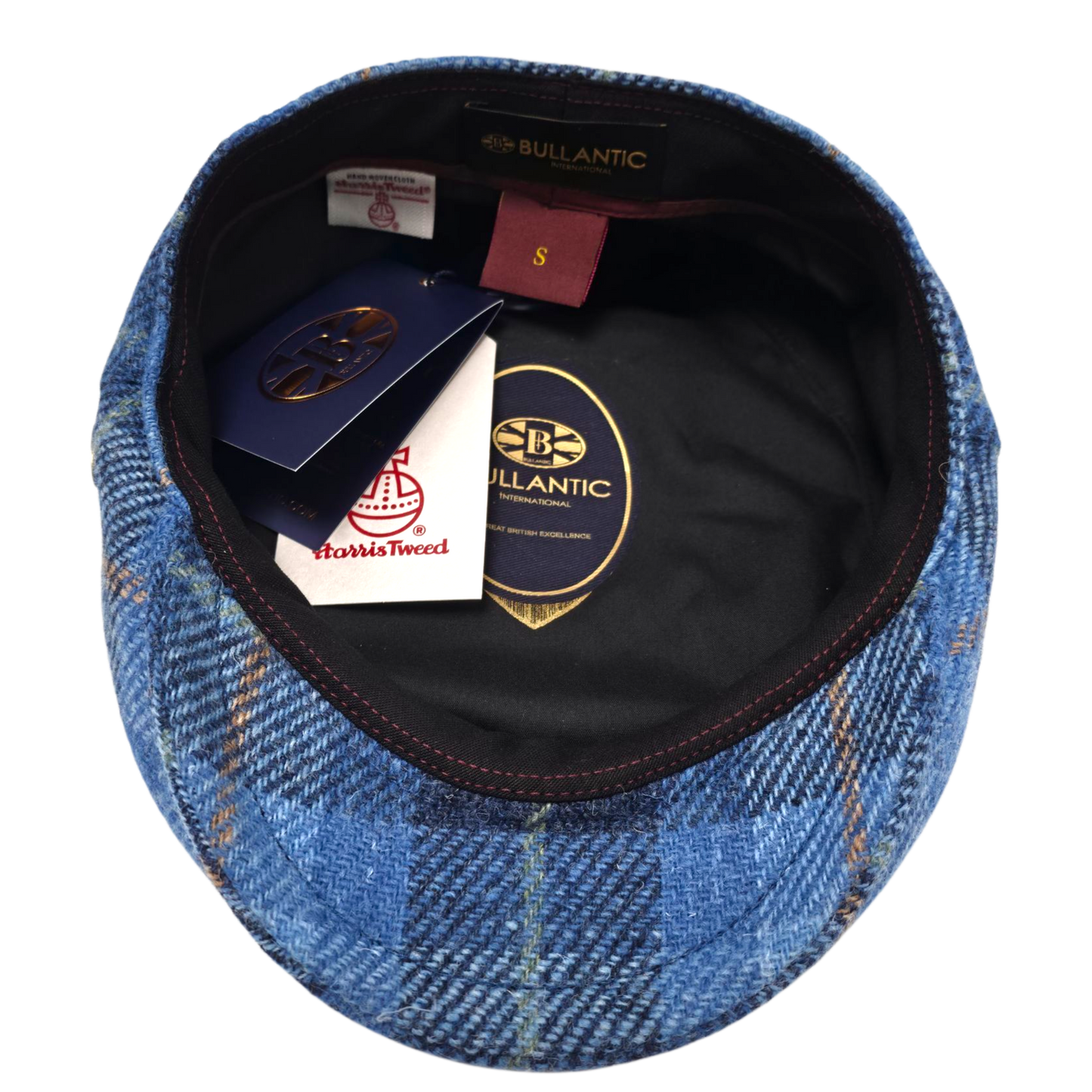 Light Blue Tartan Harris tweed Flat Cap by Bullantic