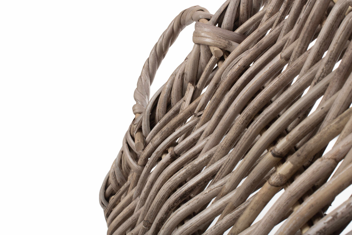Square Kubu Rattan Umbrella Basket close-up of the natural grey-brown rattan weave and textured finish