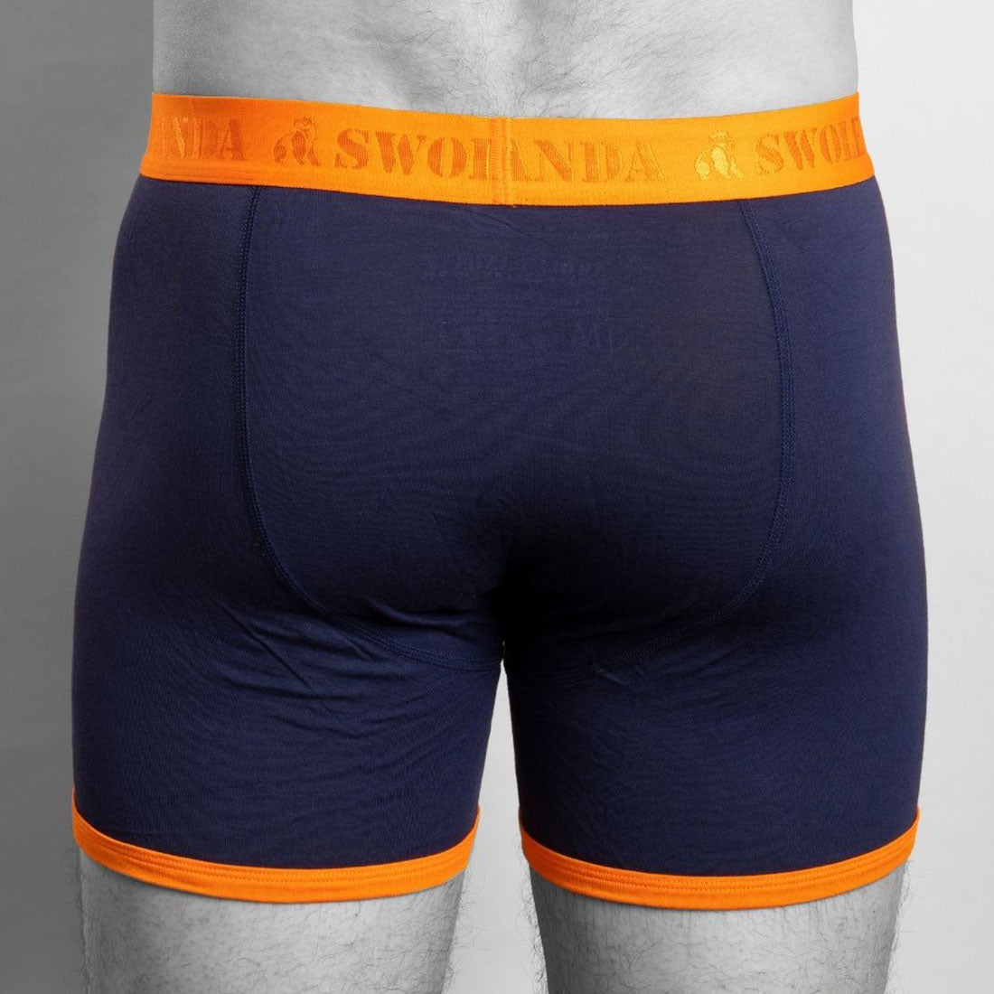 Bamboo Boxers - Navy / Orange Band by Swole Panda