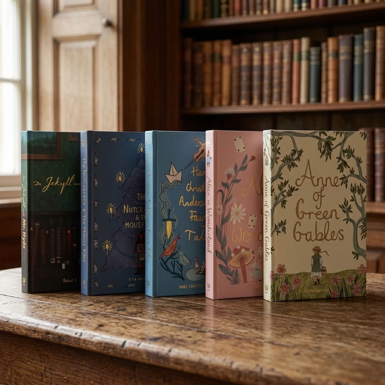 Close-up of Wordsworth hardback editions from the collection.