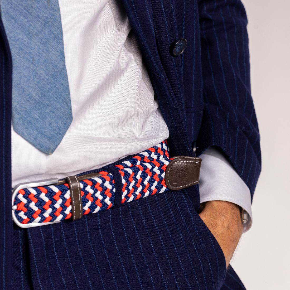 Woven Belt - Blue / Red / White Zigzag By Swole Panda