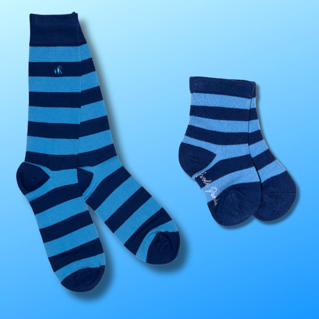 Blue Stripe Matching Bamboo Socks (Adult & Child) by Swole Panda
