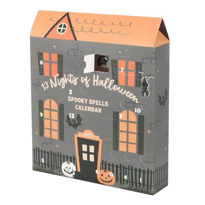 13 Nights of Halloween Spooky Spells advent calendar shown from an angled side view