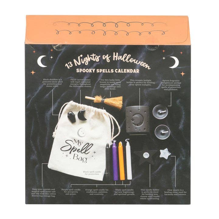 13 Nights of Halloween advent calendar showing a mystical surprise behind an opened numbered door