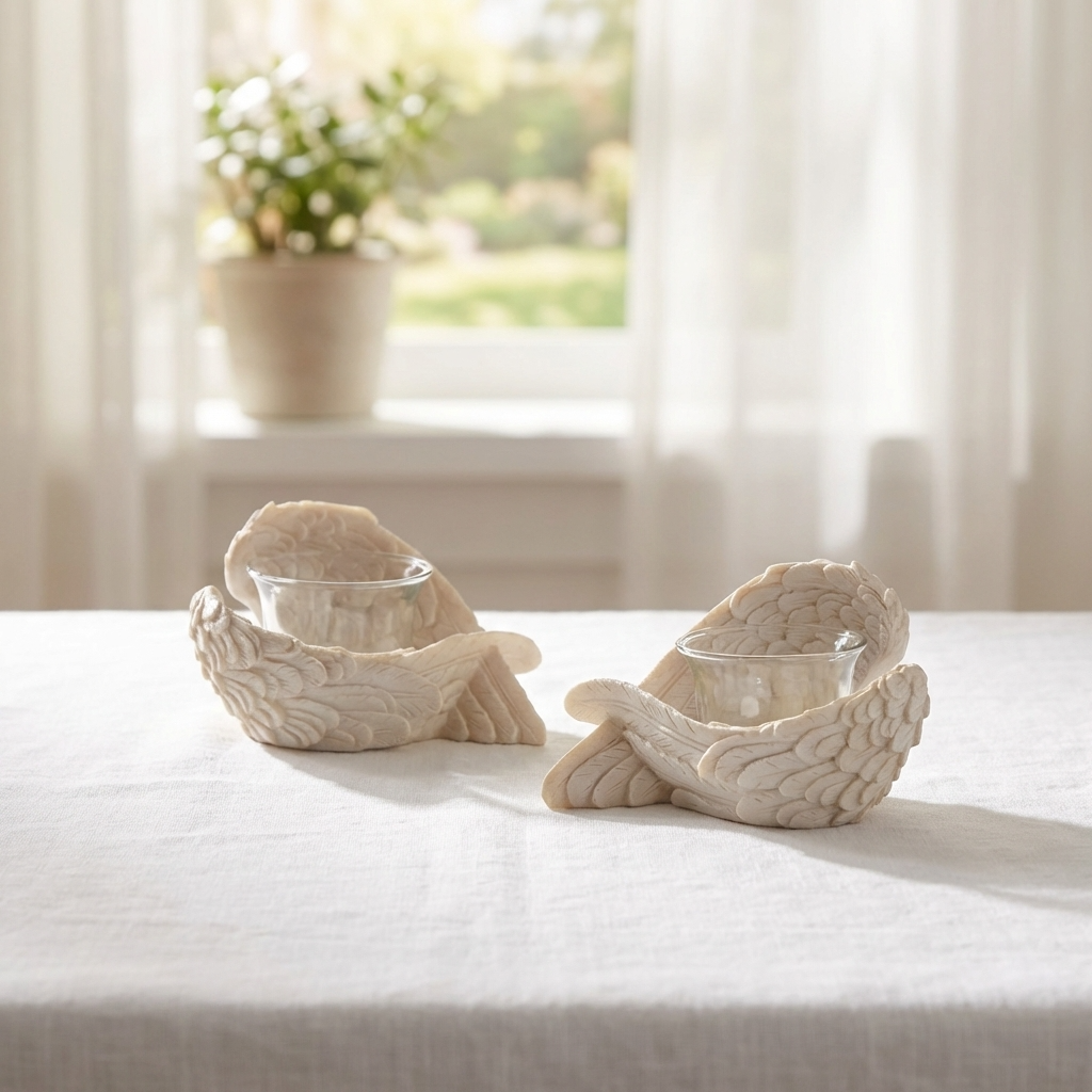 Angel Wings Tealight Holder, Width 12cm
