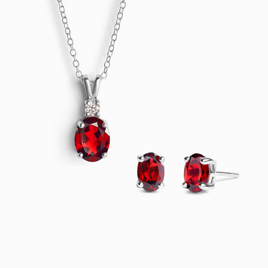 Mini Set 1 - Garnet Jewellery Set in Sterling Silver by Vianne Jewellery