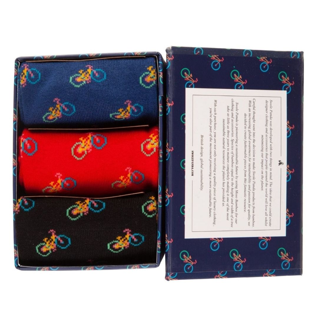 Bicycle Sock Box - 3 Pairs of Bamboo Socks (His) by Swole Panda