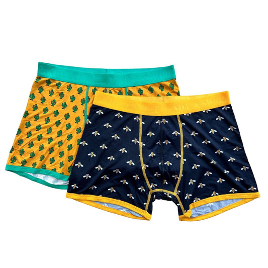 Bamboo Boxers 2 Pack - Bumblebee / Cactus by Swole Panda