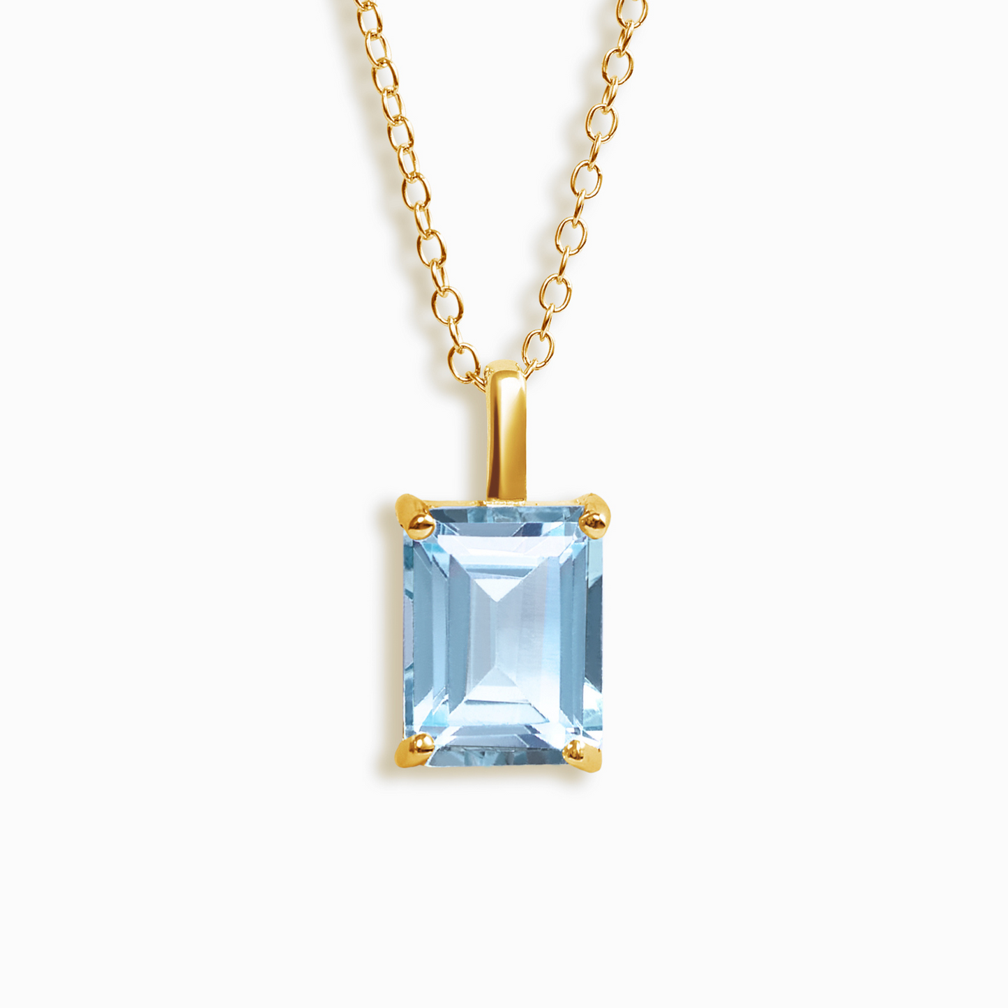 Blue topaz Emerald Cut Pendant Necklace in 18k Gold Vermeil by Vianne Jewellery