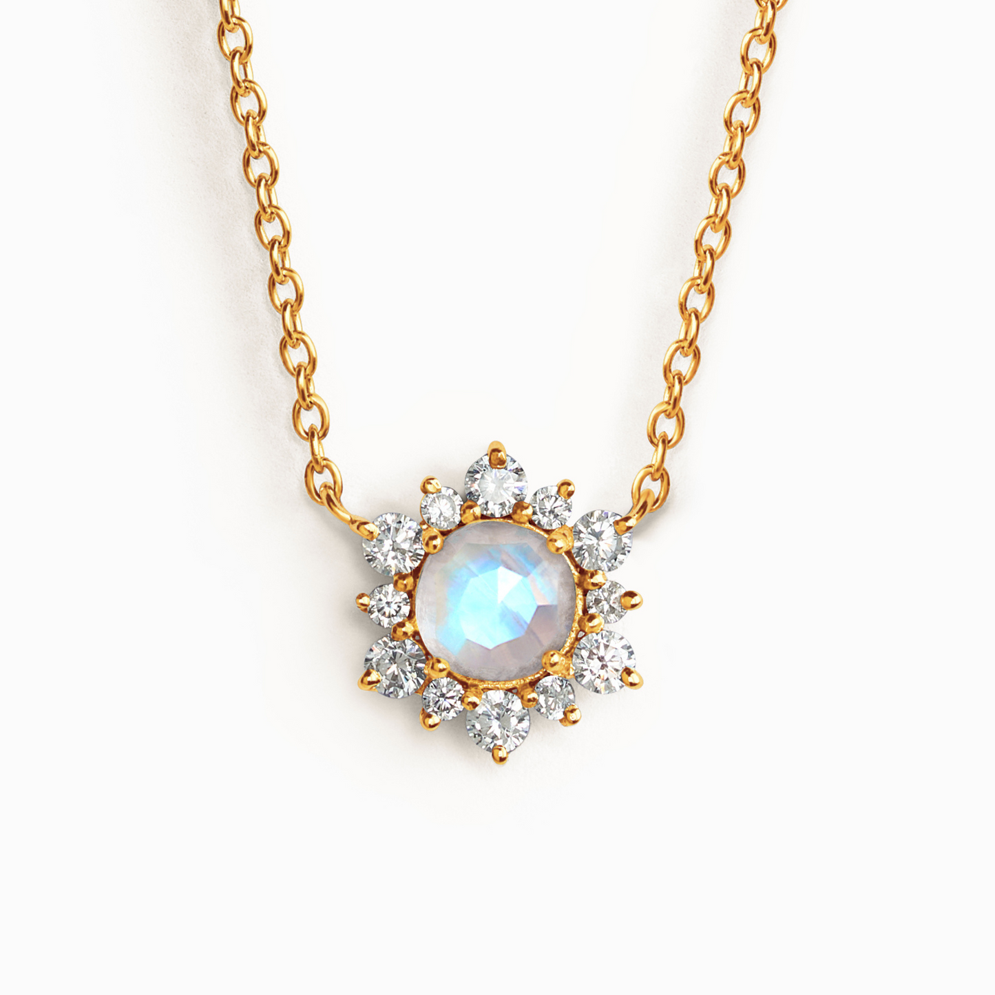 Rainbow Moonstone Necklace in 18k Gold Vermeil by Vianne Jewellery