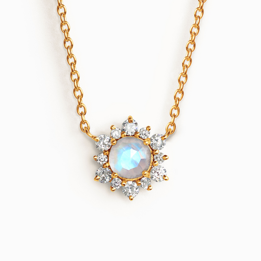 Rainbow Moonstone Necklace in 18k Gold Vermeil by Vianne Jewellery