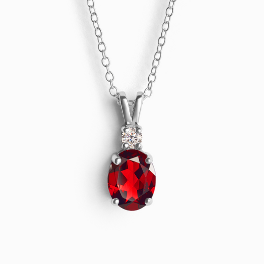 Garnet Pendant Necklace in Sterling Silver by Vianne Jewellery