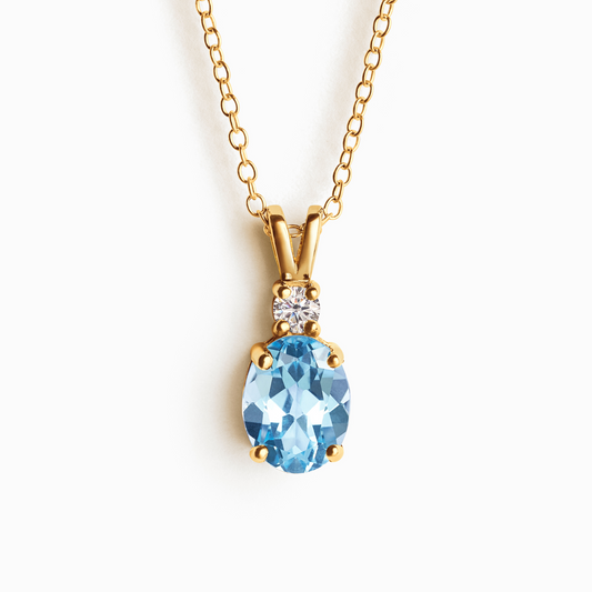 Blue Topaz Pendant Necklace in 18k Gold Vermeil by Vianne Jewellery