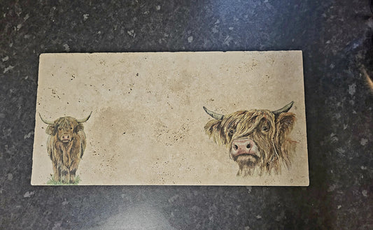 Large Stone Trivet / worktop saver / Higland cow