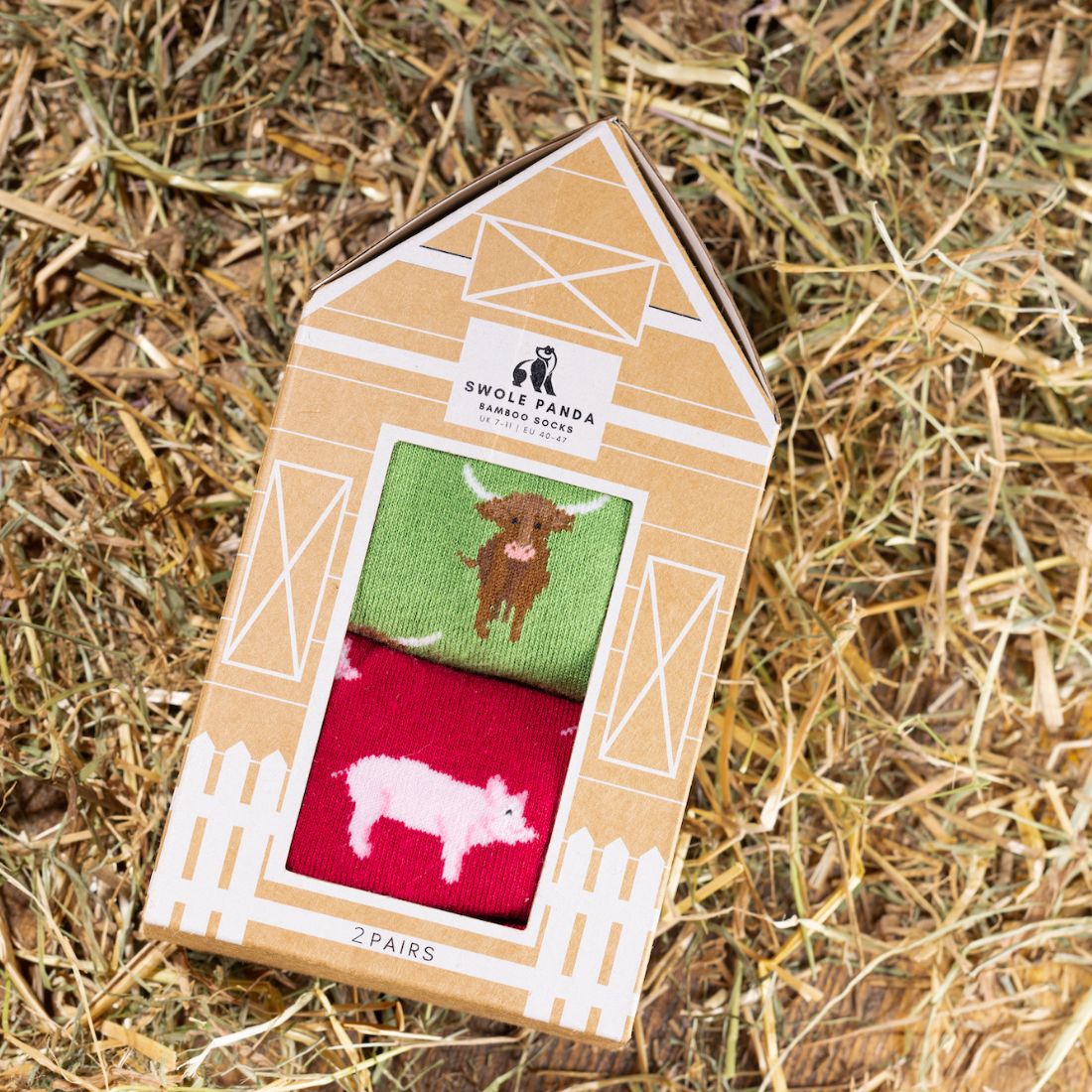 Barn Sock Box - 2 Pairs of Bamboo Socks (His) by Swole Panda