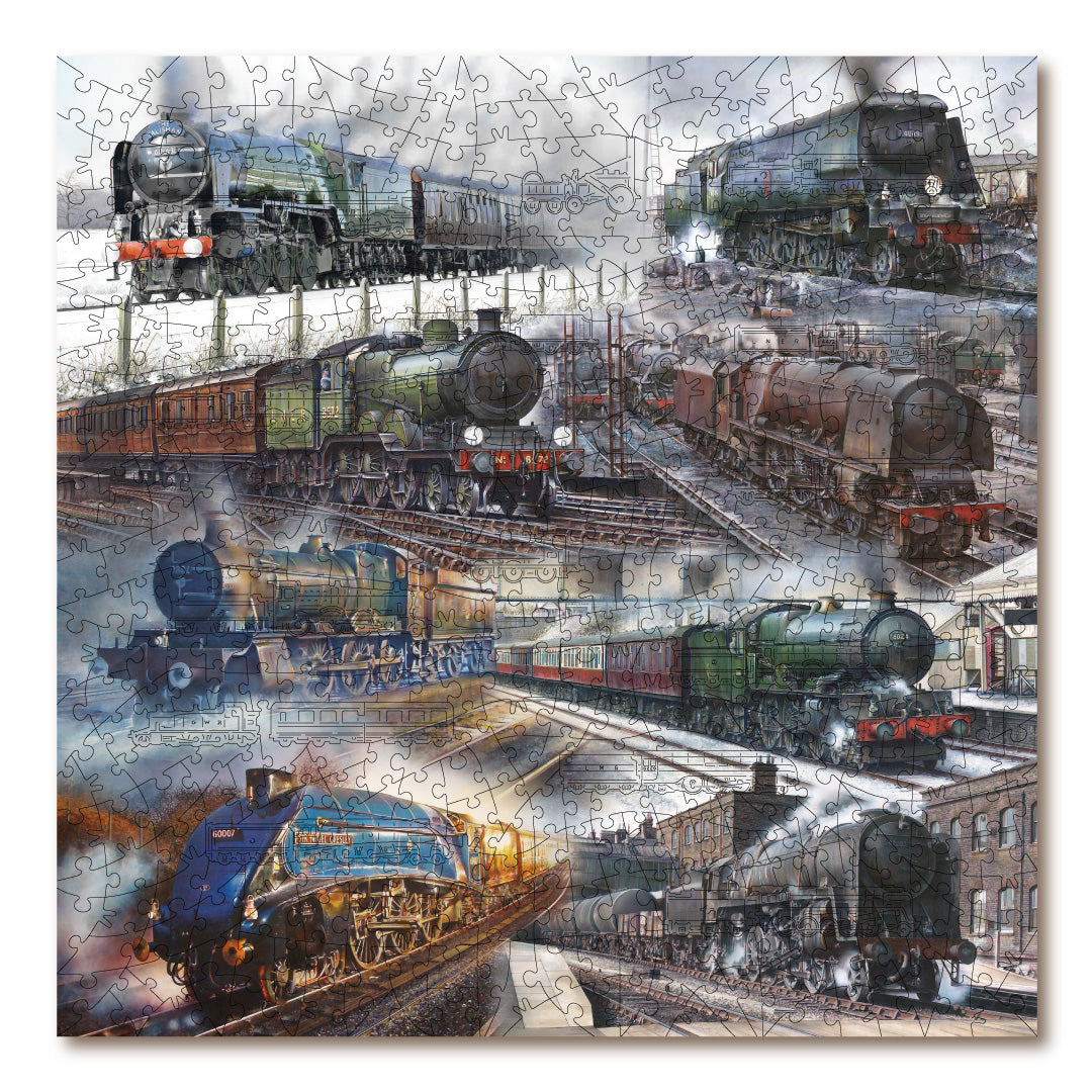 Steam Locomotives Of Britain (Large) - Victory Wooden Jigsaw Puzzle