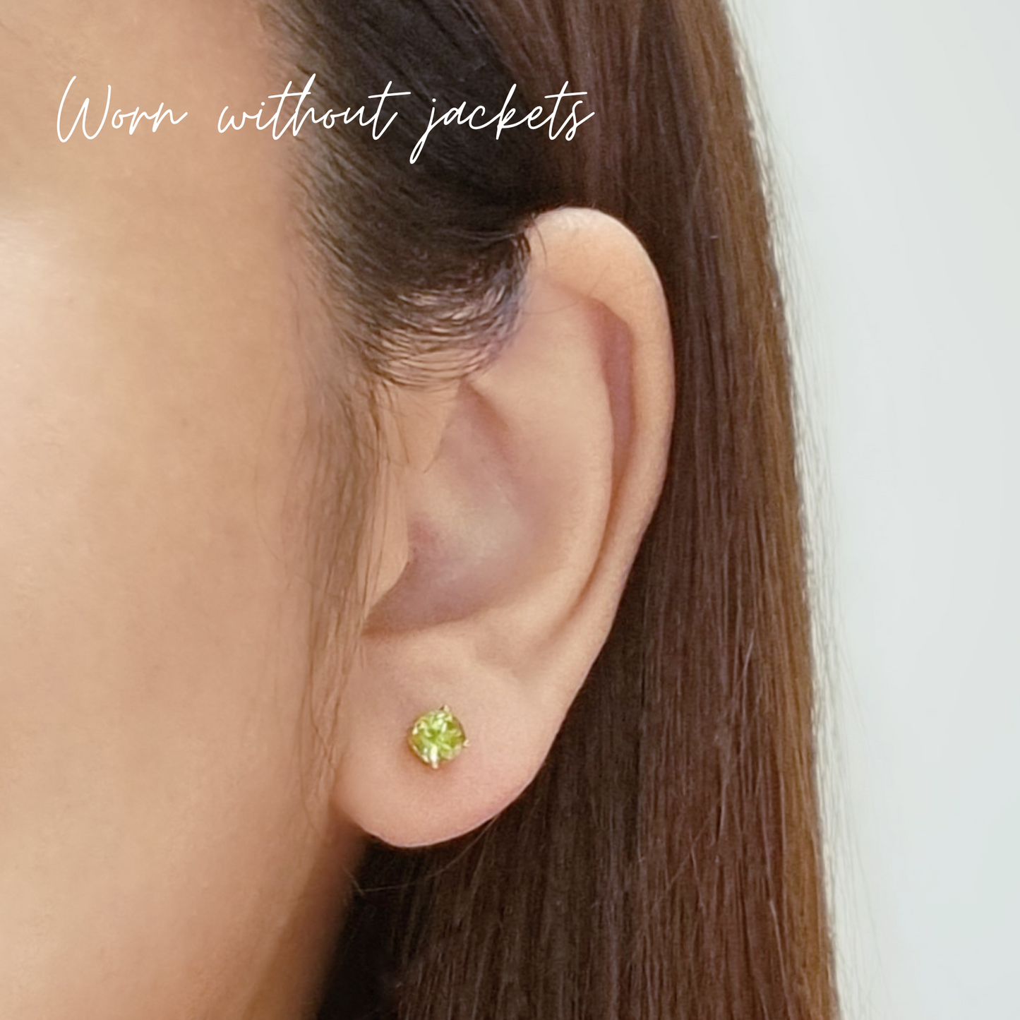 Peridot Halo Stud Earrings with Jackets in 18k Gold Vermeil by Vianne Jewellery