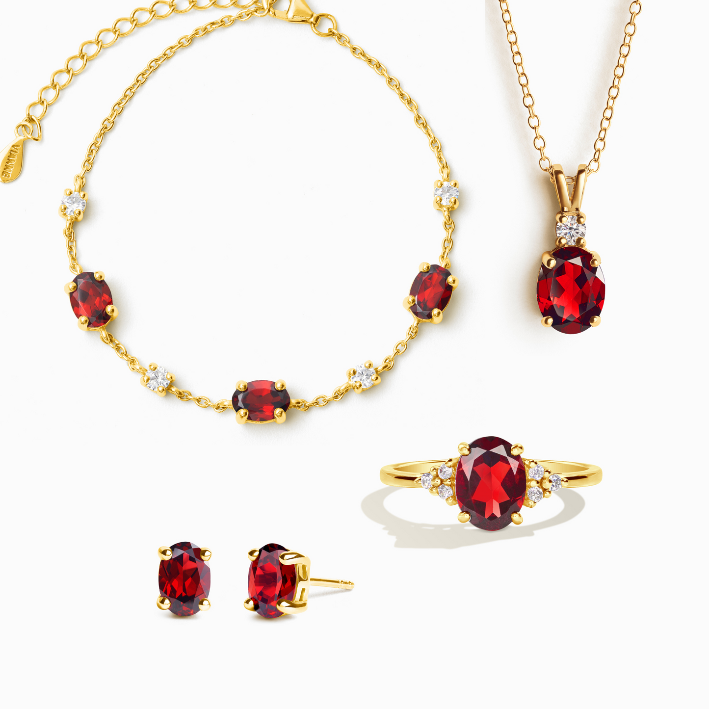 Complete Set - Garnet Jewellery Set in 18k Gold Vermeil by Vianne Jewellery