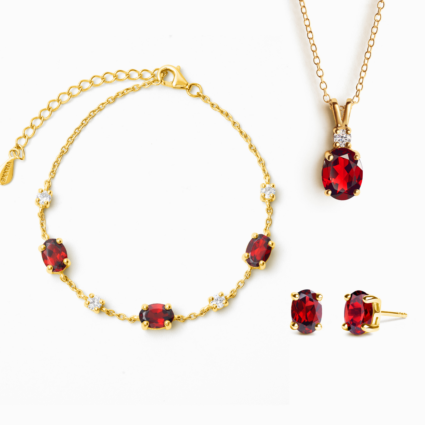Essential Garnet Jewellery Set in 18k Gold Vermeil by Vianne Jewellery