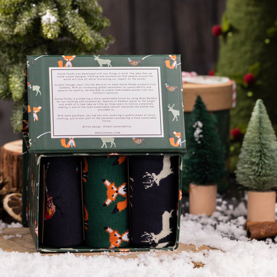 Countryside Sock Box - 3 Pairs of Bamboo Socks (His) by Swole Panda