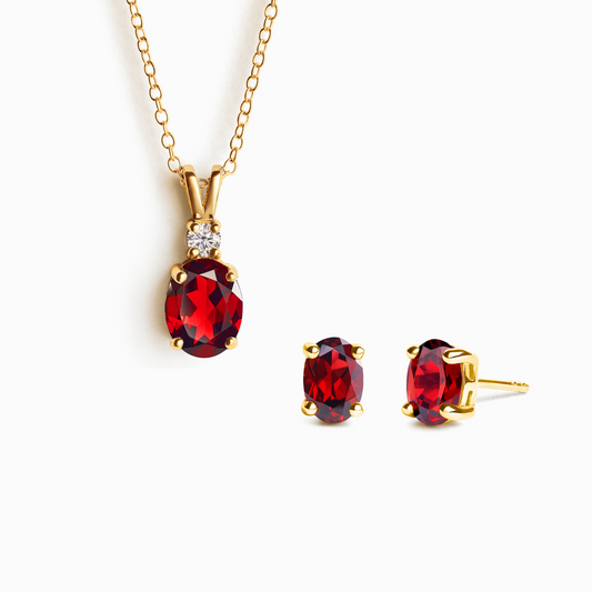 Mini Set 1 - Garnet Jewellery Set in 18k Gold Vermeil by Vianne Jewellery