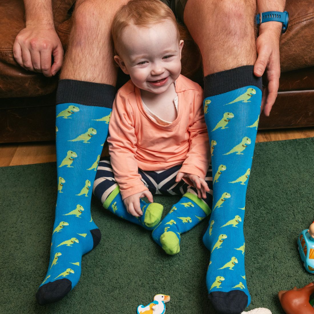 T-Rex Matching Bamboo Socks (Adult & Child) by Swole Panda