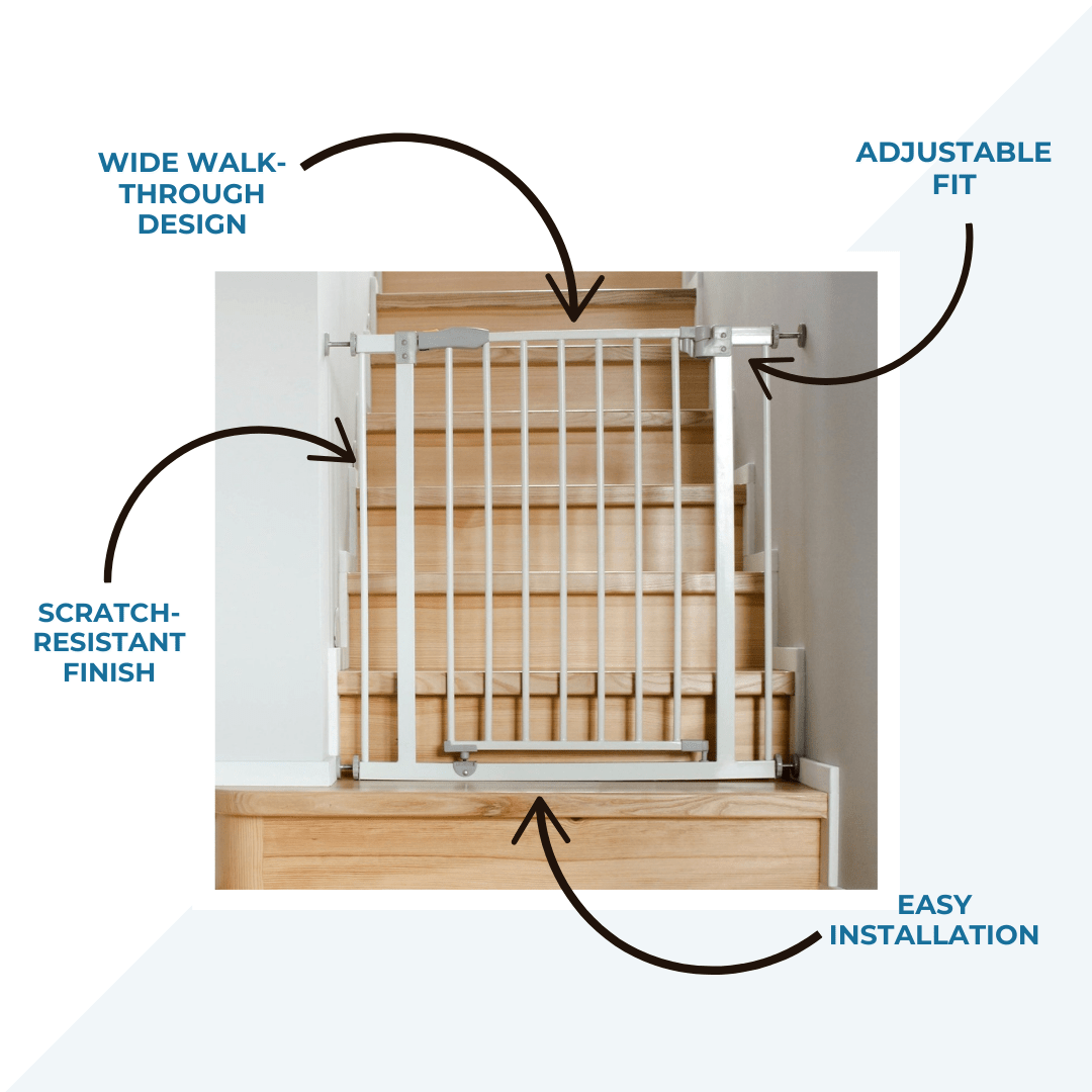Baby Safety Stair Gate - Pressure Fit Extra Wide - Grey