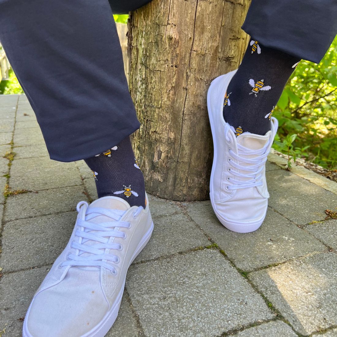 Navy Bumblebee Bamboo Socks by Swole Panda