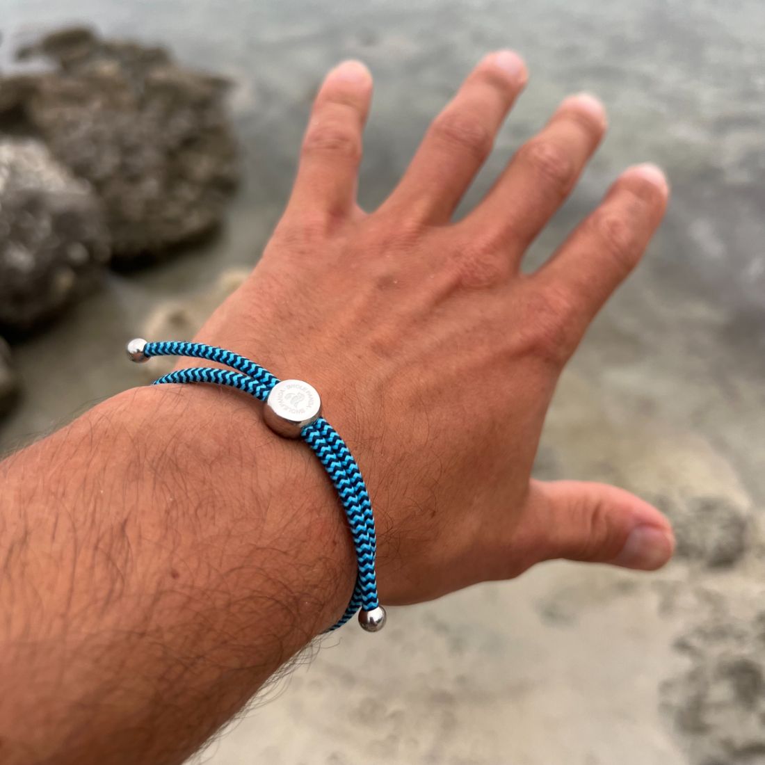 Rope Bracelet - Sky Blue Zigzag by Swole Panda