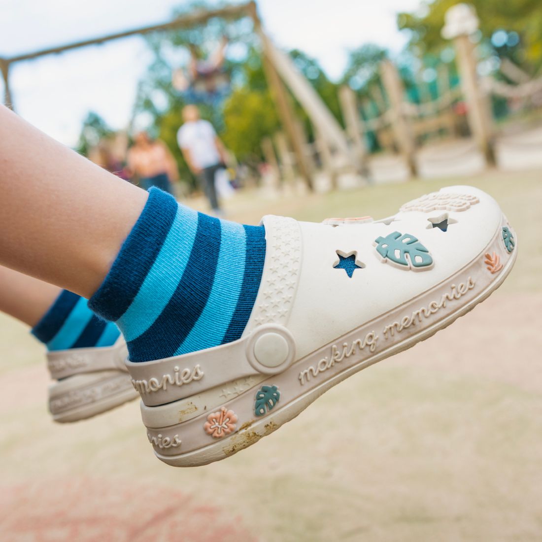 Blue Stripe Matching Bamboo Socks (Adult & Child) by Swole Panda