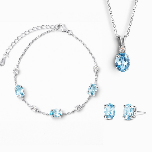 Essential Blue Topaz Jewellery Set in Sterling Silver by Vianne Jewellery