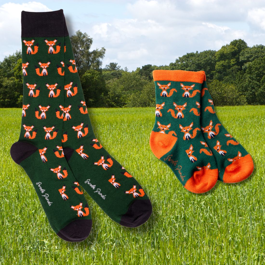 Fox Matching Bamboo Socks (Adult & Child) by Swole Panda
