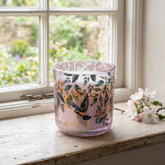 Garden Blooms Plum Lustre LED Candle