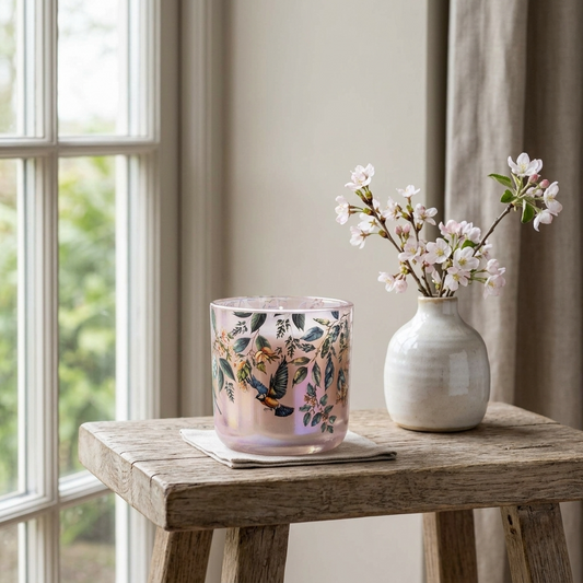 Garden Blooms Plum Lustre LED Candle