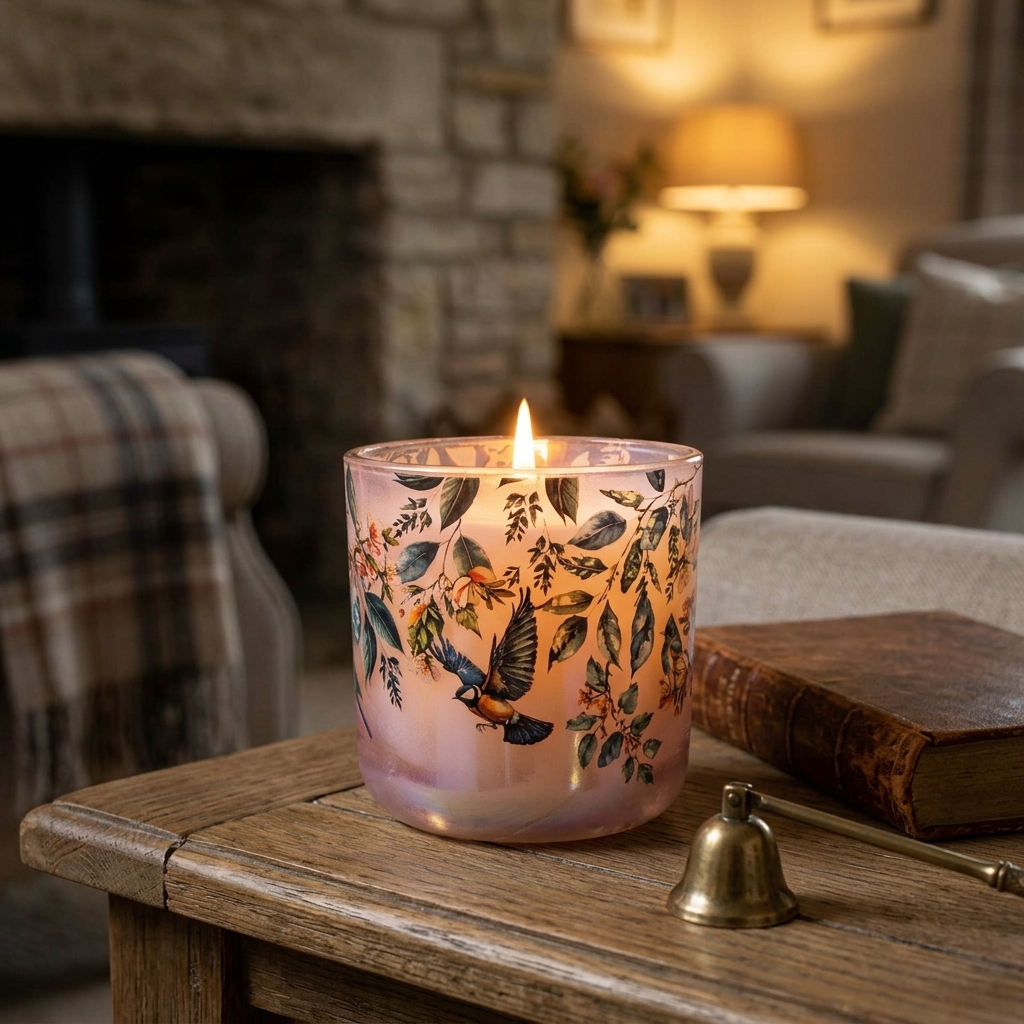 Garden Blooms Plum Lustre LED Candle