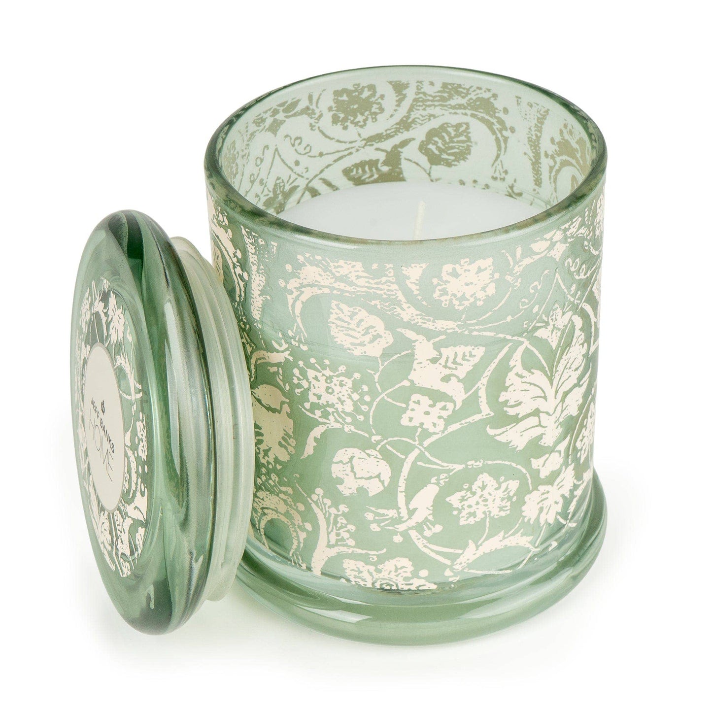 Jeff Banks Home Large Lidded Candle Jar – Jacquard Sage Green