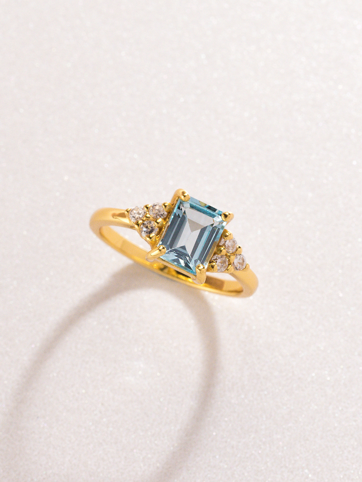 Blue Topaz Emerald Cut Ring in 18k Gold Vermeil by Vianne Jewellery