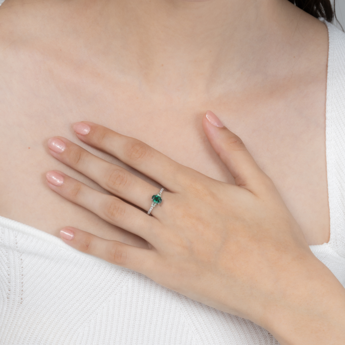 Green Topaz and Green Tourmaline Ring in Sterling Silver by Vianne Jewellery