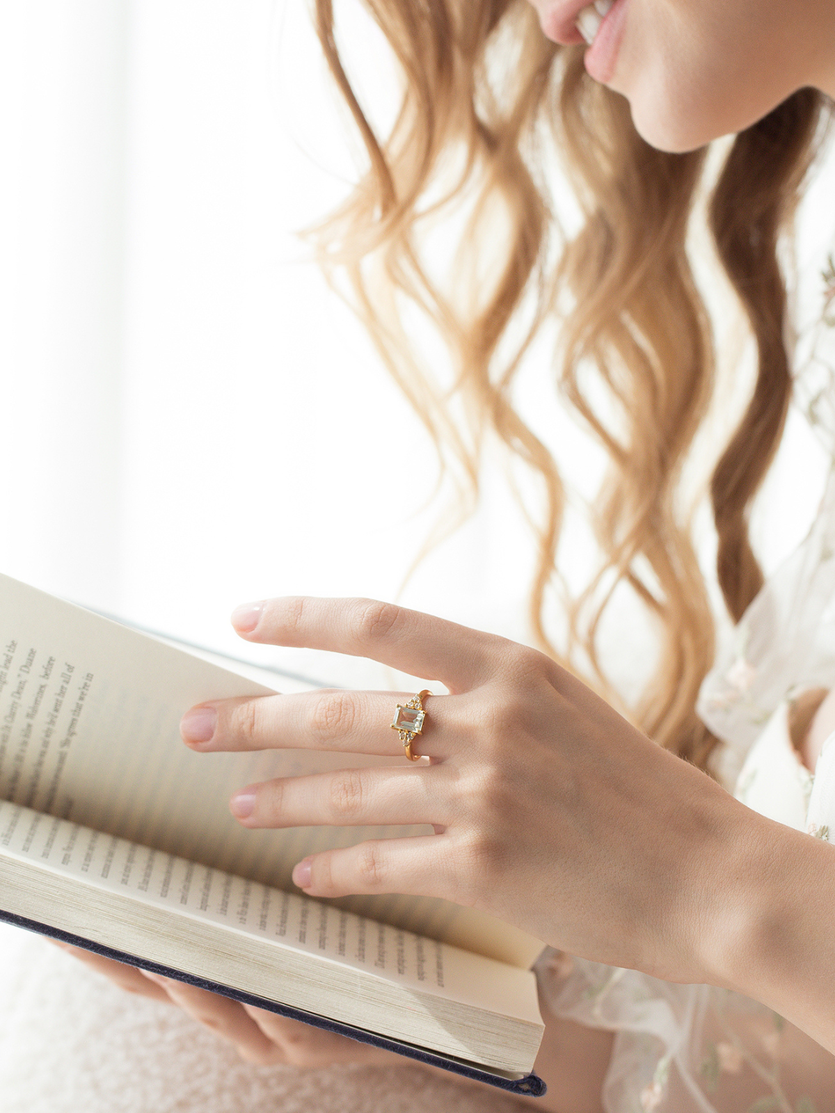 Green Amethyst Emerald Cut Ring in 18k Gold Vermeil by Vianne Jewellery