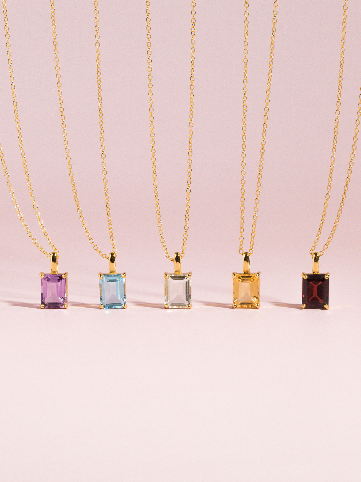 Blue topaz Emerald Cut Pendant Necklace in 18k Gold Vermeil by Vianne Jewellery