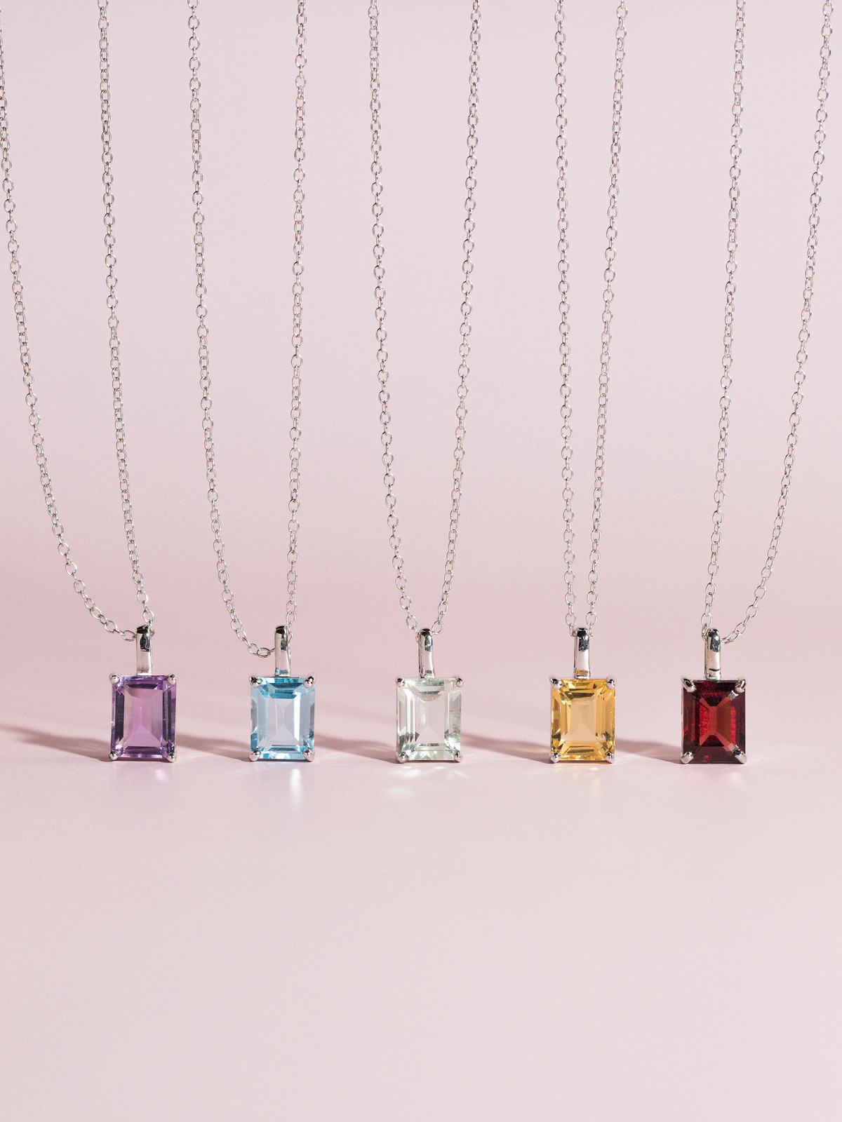 Blue Topaz Emerald Cut Pendant Necklace in Sterling Silver by Vianne Jewellery